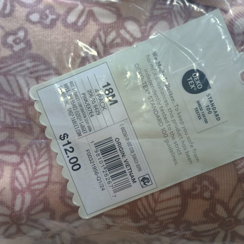 New Cloud Island Baby Bodysuits 4-Pack Pink & Floral 18M - Picture 2 of 7